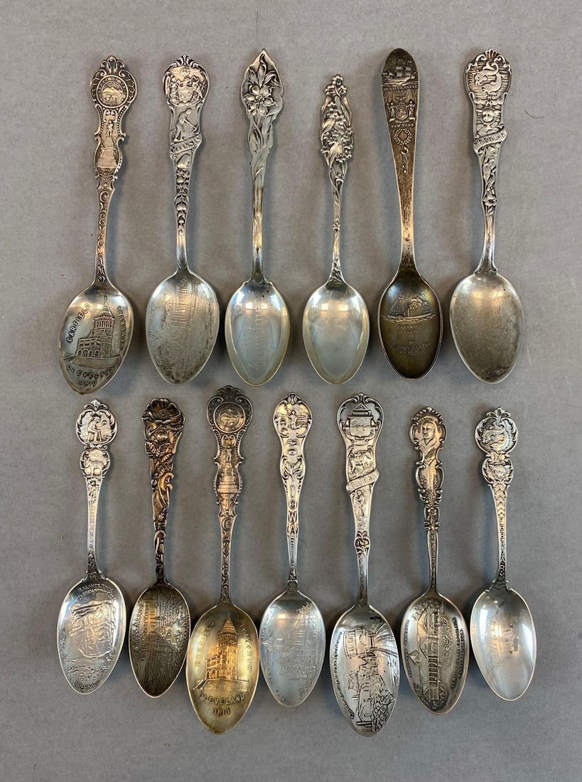 Group of 13 Sterling Silver Souvenir Spoons (1 of 3)
