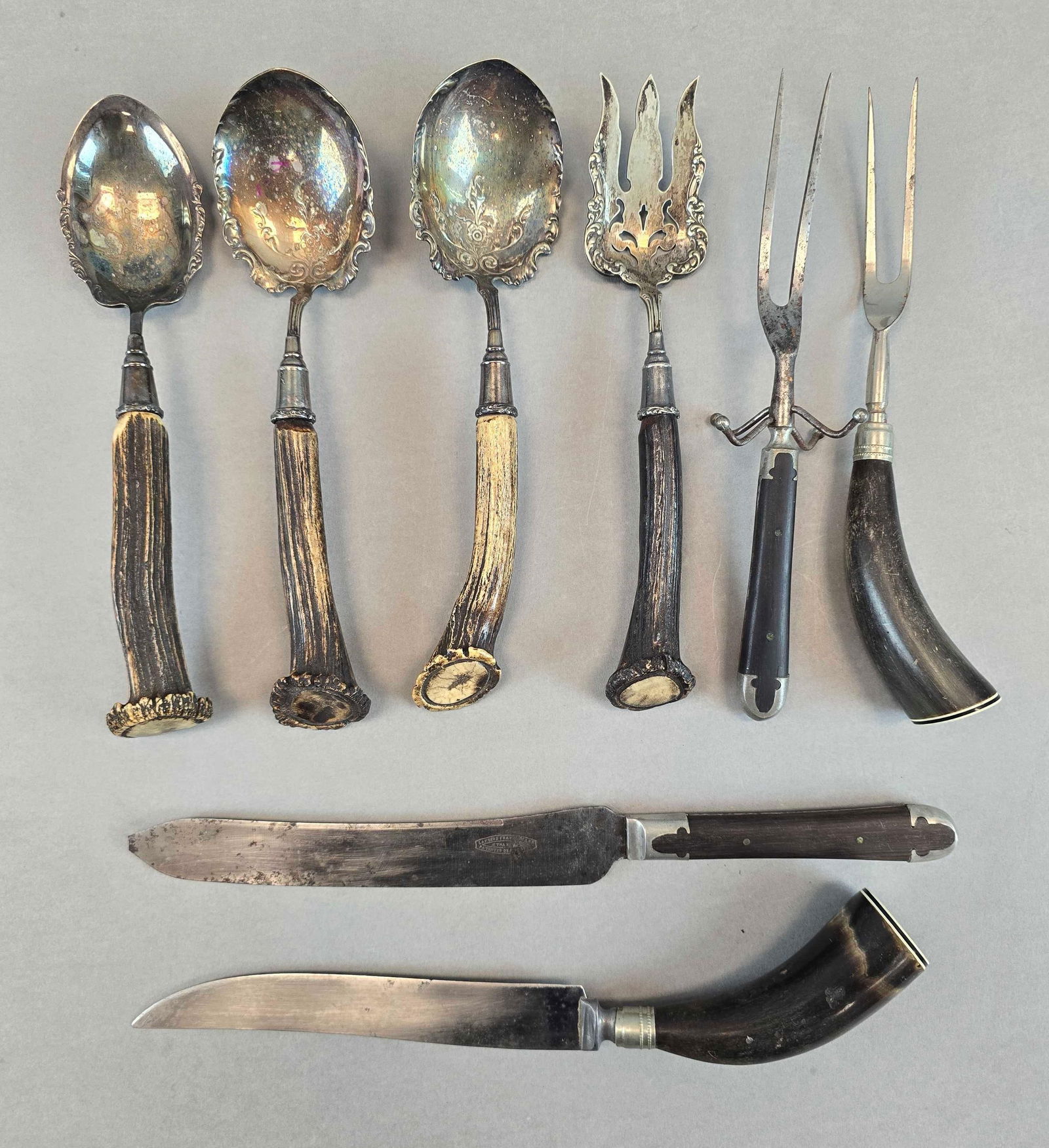 Group of Stag Handle Sterling Silver Serving Flatware and More (1 of 3)