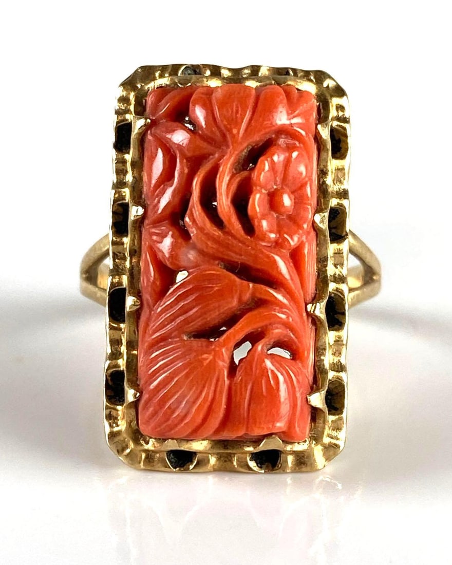 14K Gold Carved Coral Ring (1 of 6)
