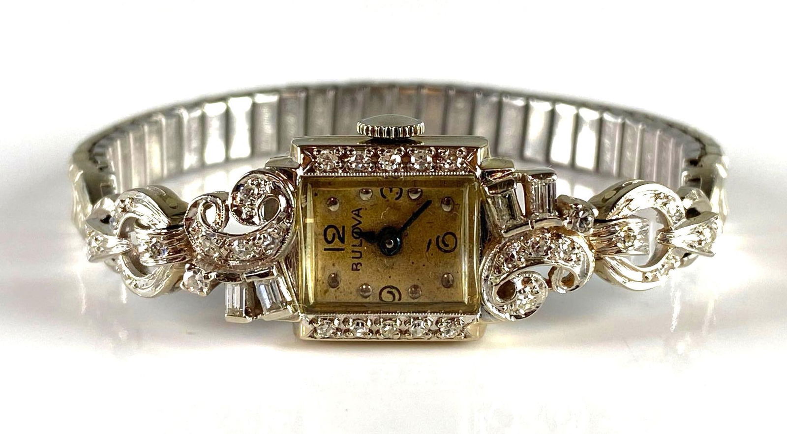14k White Gold Diamond Bulova Wristwatch (1 of 5)