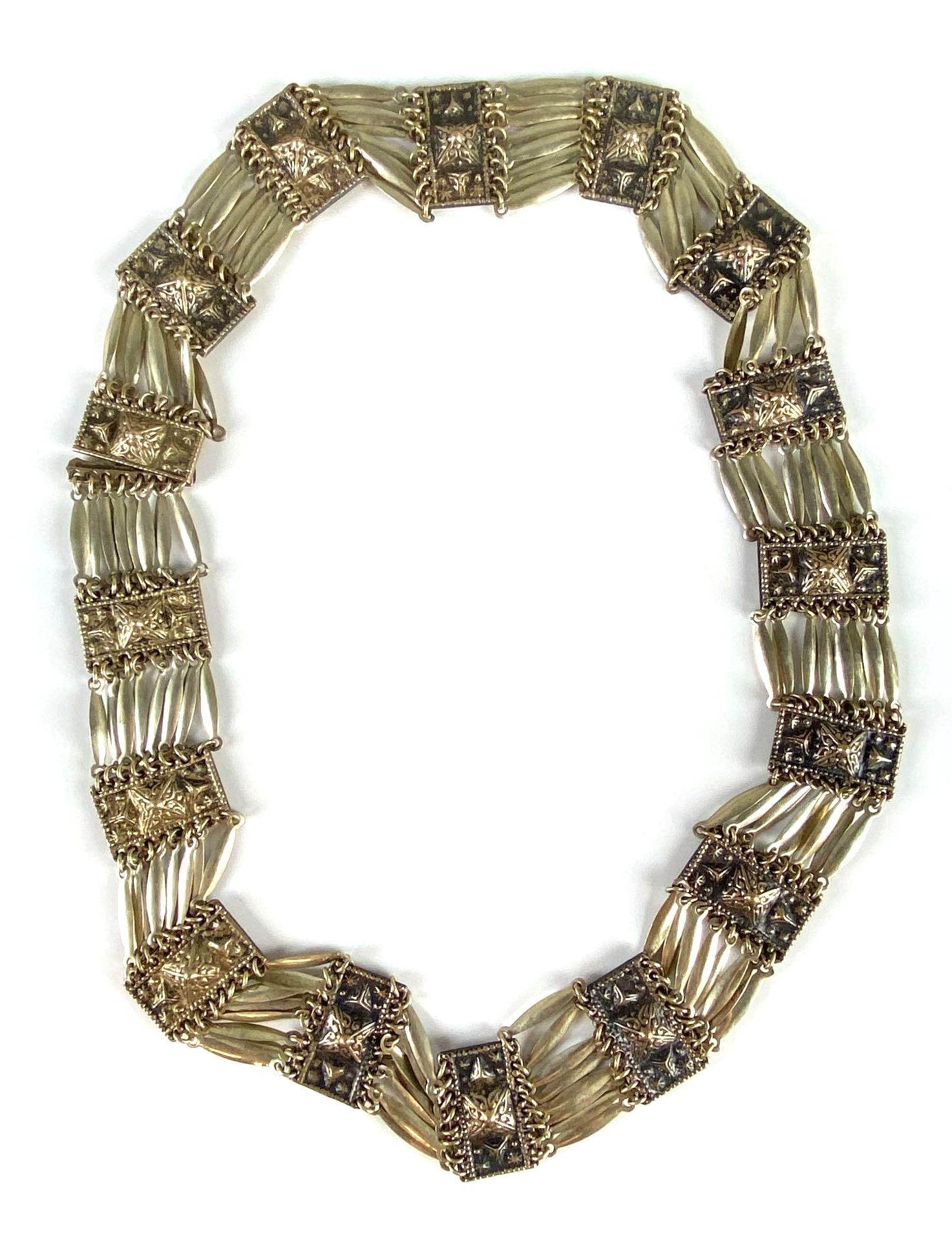 Sterling Silver Linked Belt: Total weight 144.7g, Some loose pieces near clasp, Measures 28 inches long.