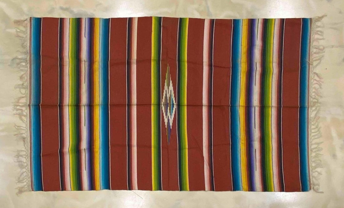 Mexican Colorful Striped Saltillo Style Serape Blanket (1 of 3)