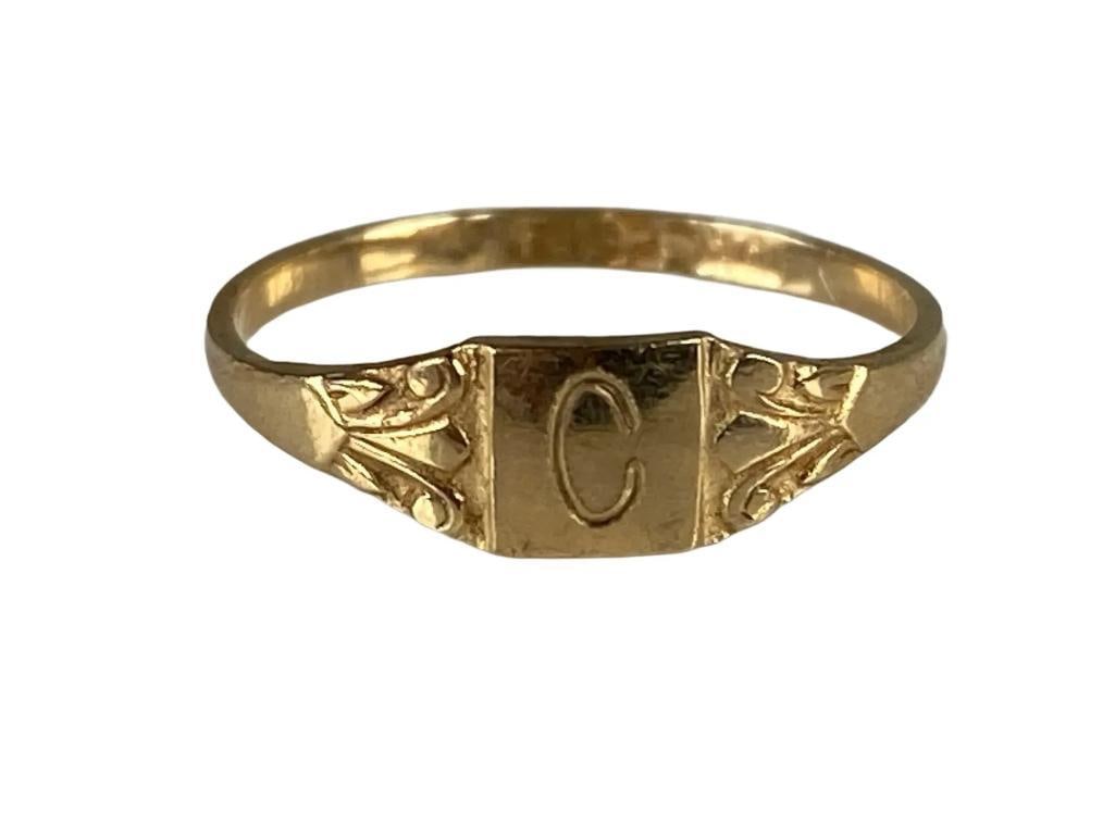 10K Gold Monogramed Letter C Ring (1 of 7)