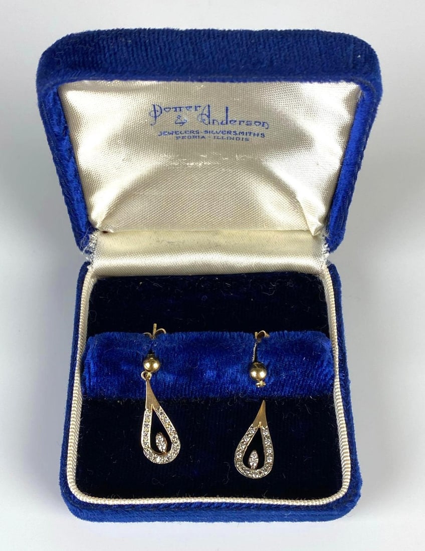 Pair of 14K Gold Diamond Teardrop Earrings (1 of 4)