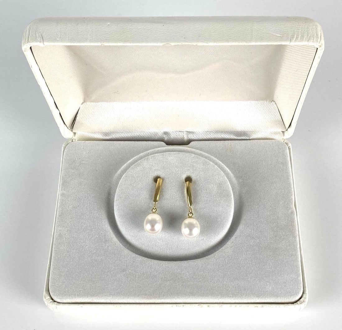 Pair of 14K Gold Pearl Drop Earrings (1 of 4)