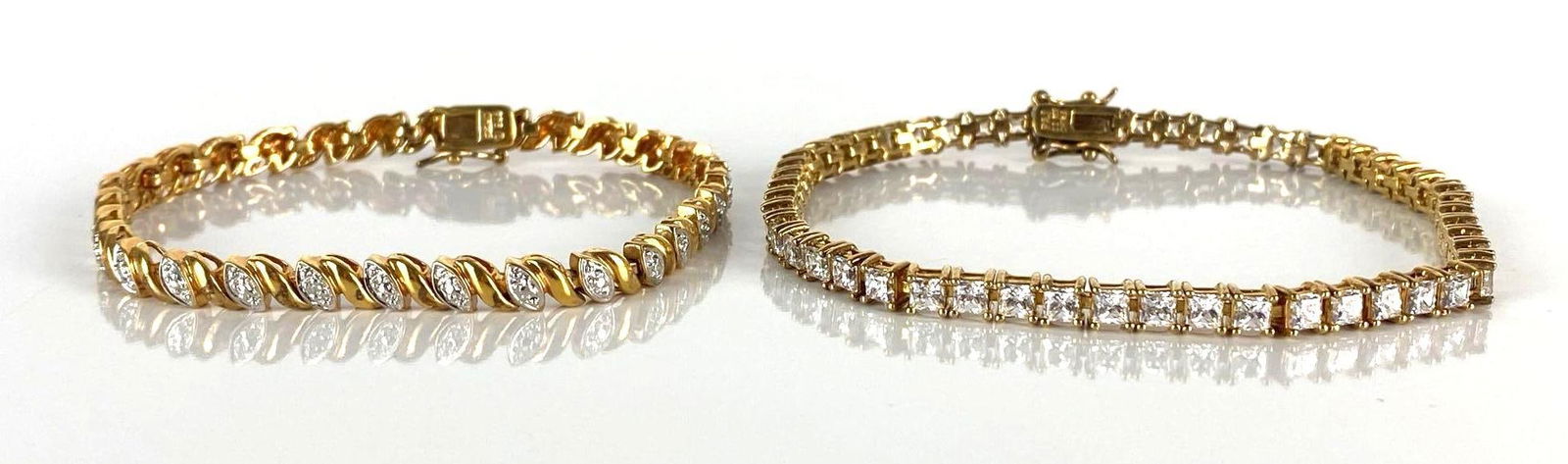 Group of 2 Sterling Silver Vermeil CZ Tennis Bracelets (1 of 4)