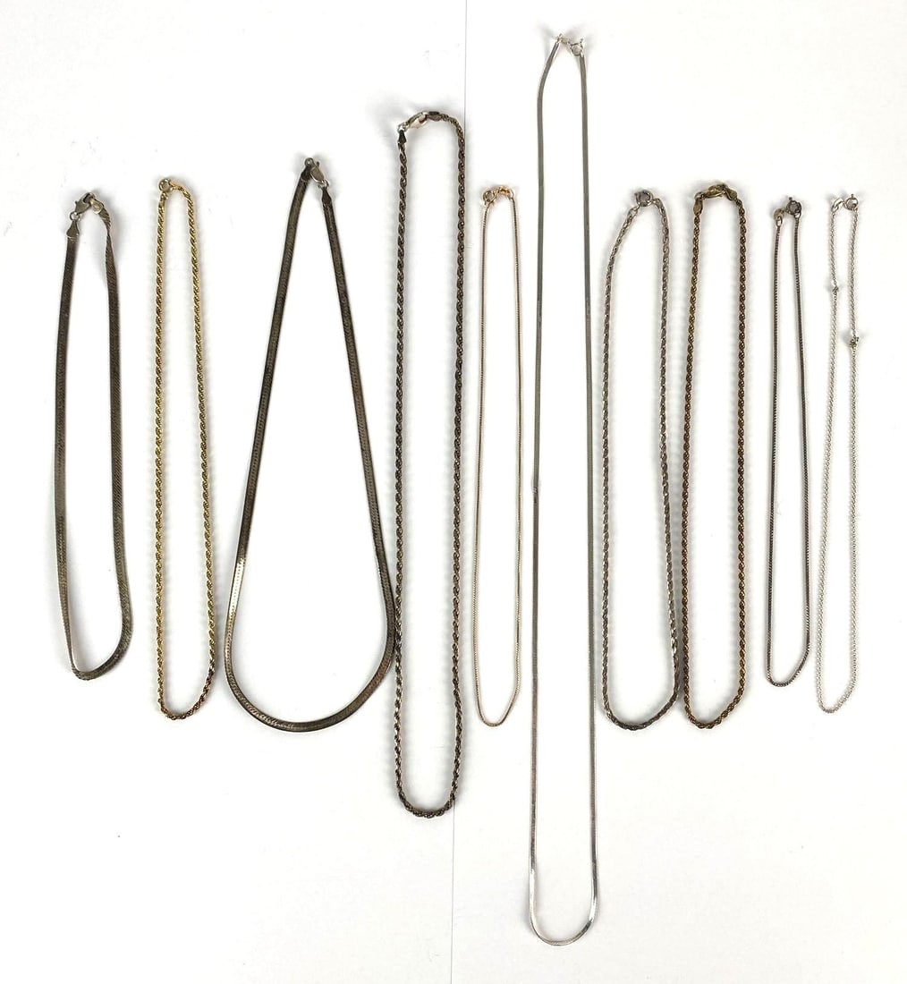 Group of 10 Sterling Silver Chain Necklaces (1 of 3)