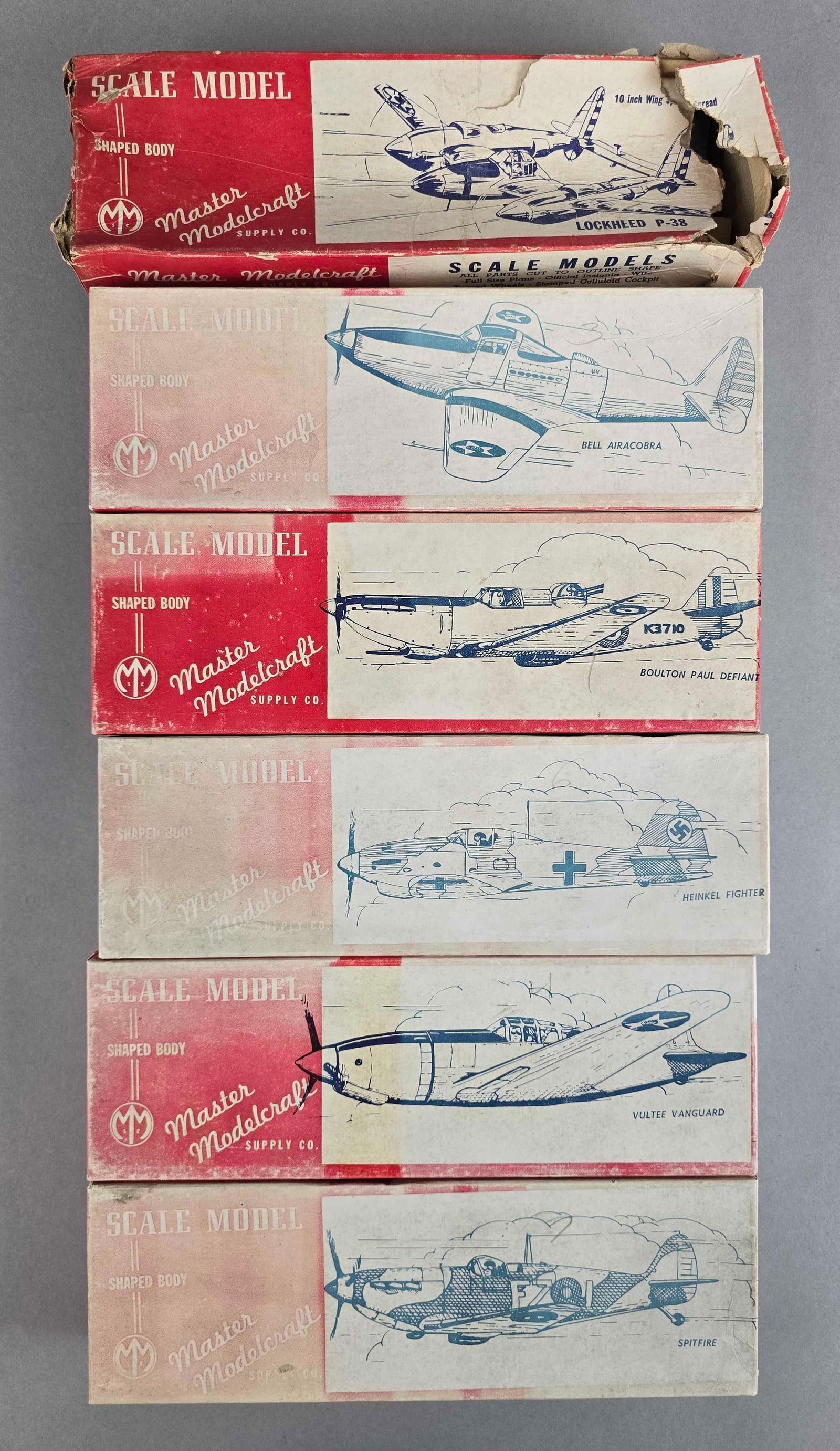 Group of 6 Master ModelcrFt Supply Co. WW2 Airplane Model Kits (1 of 4)