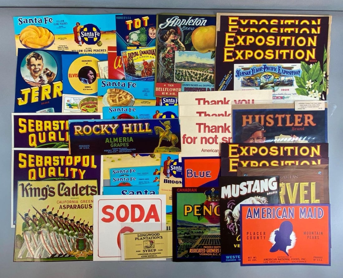 Group of 30+ Fruit and Vegetable Advertising Labels (1 of 3)