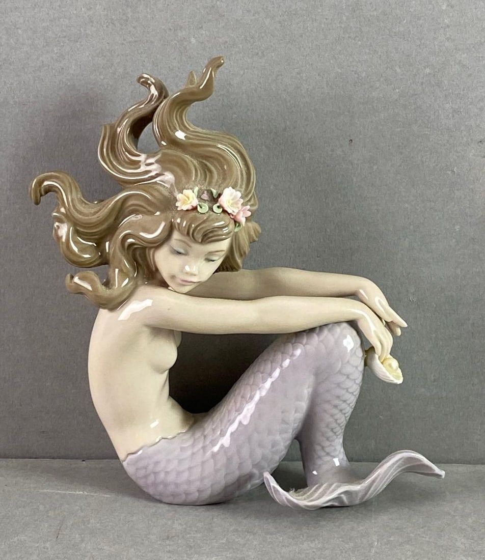 Lladro Mermaid Illusion Porcelain Figurine: Measures 6 1/2 x 6 x 2 1/2 inches