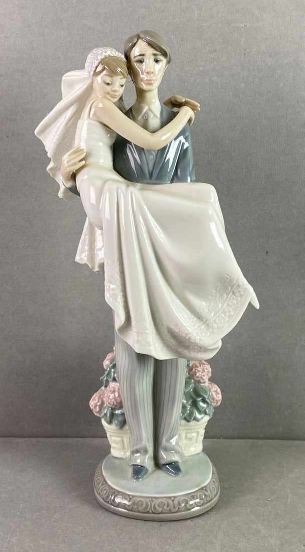 Lladro Over The Threshold Porcelain Figurine: Measures 10 x 4 1/2 x 3 3/4 inches