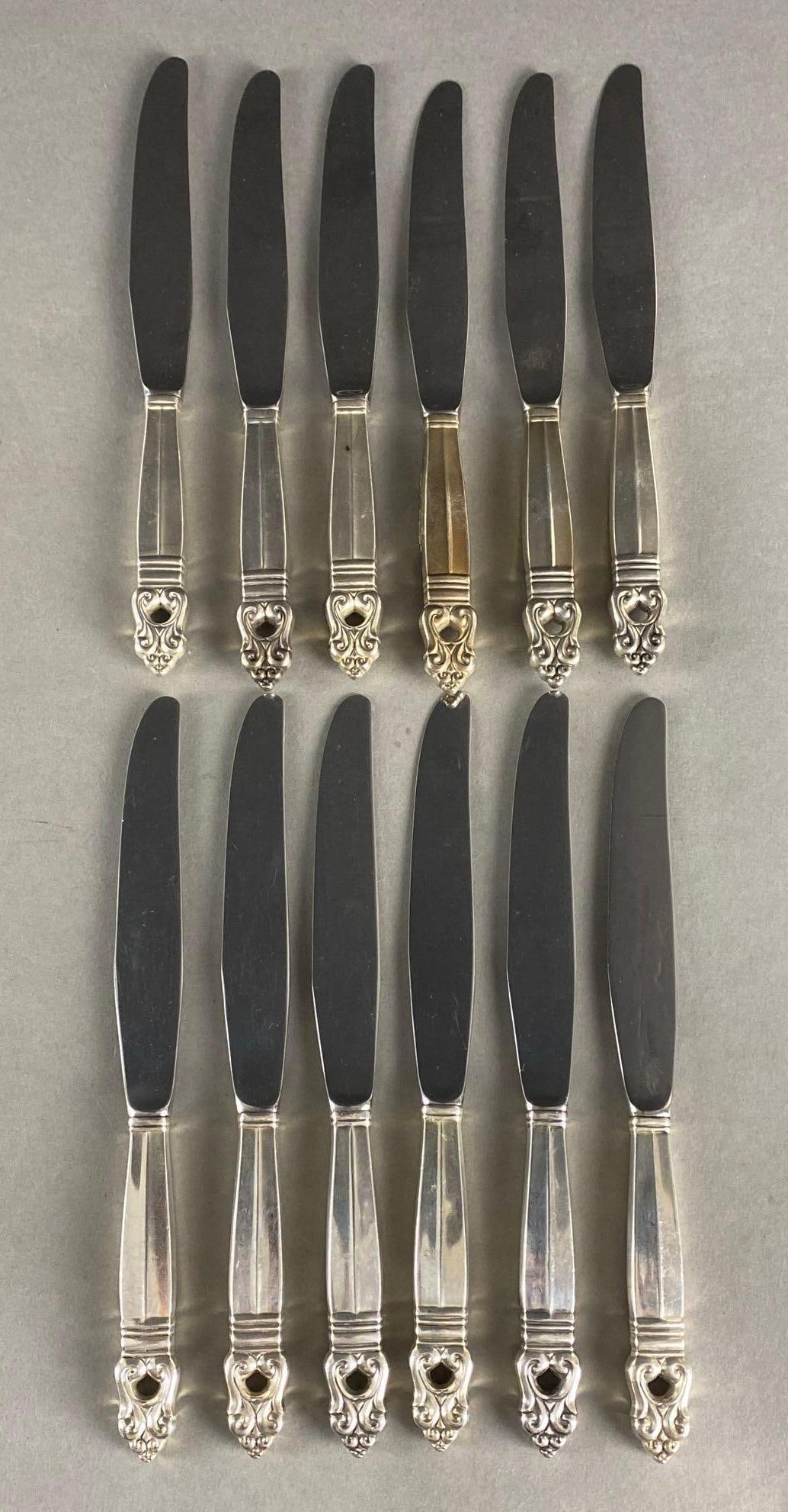 Set of 12 Danish International Sterling Silver Dinner Knives (1 of 5)
