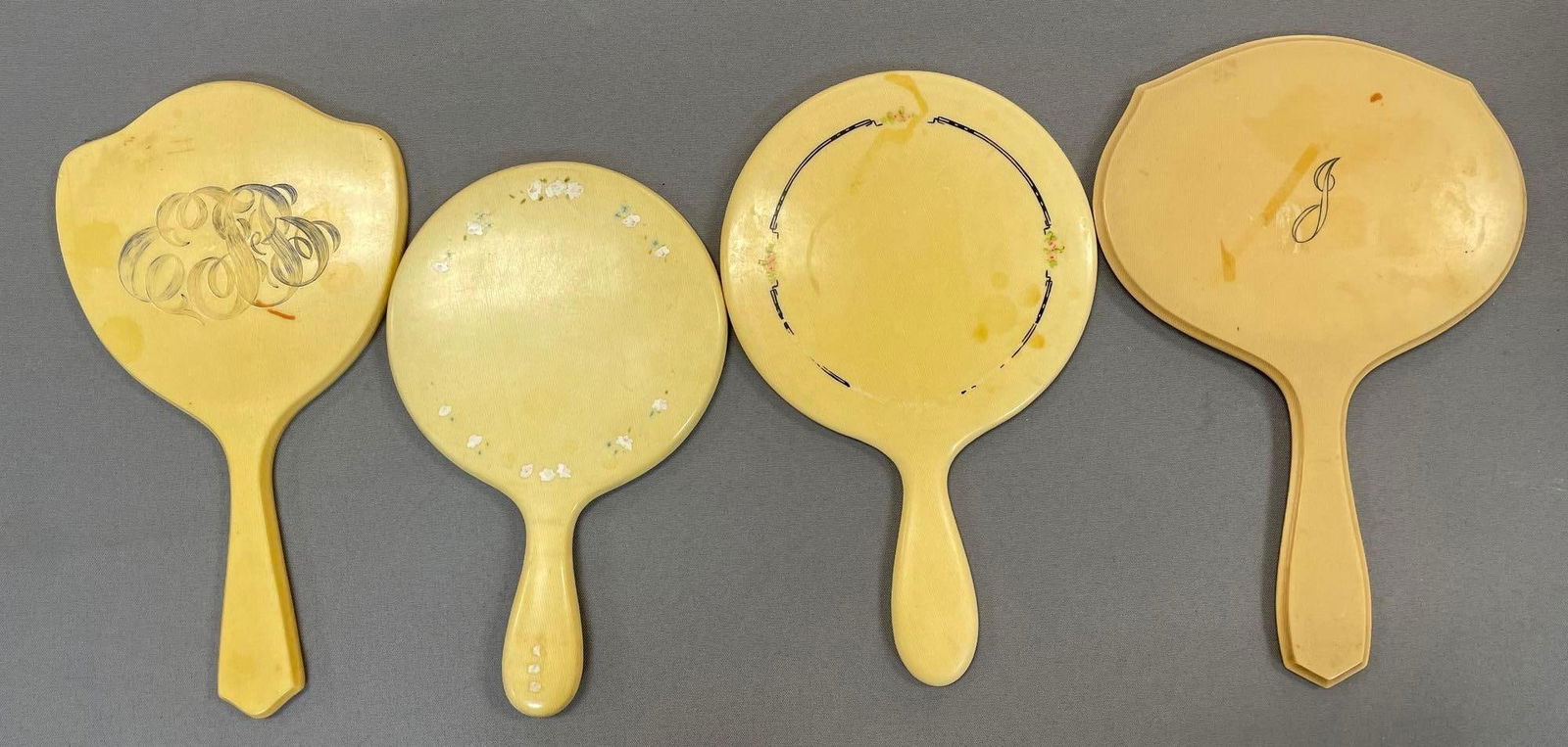 Group of 4 Vintage Bakelite Hand-Held Vanity Mirrors (1 of 2)