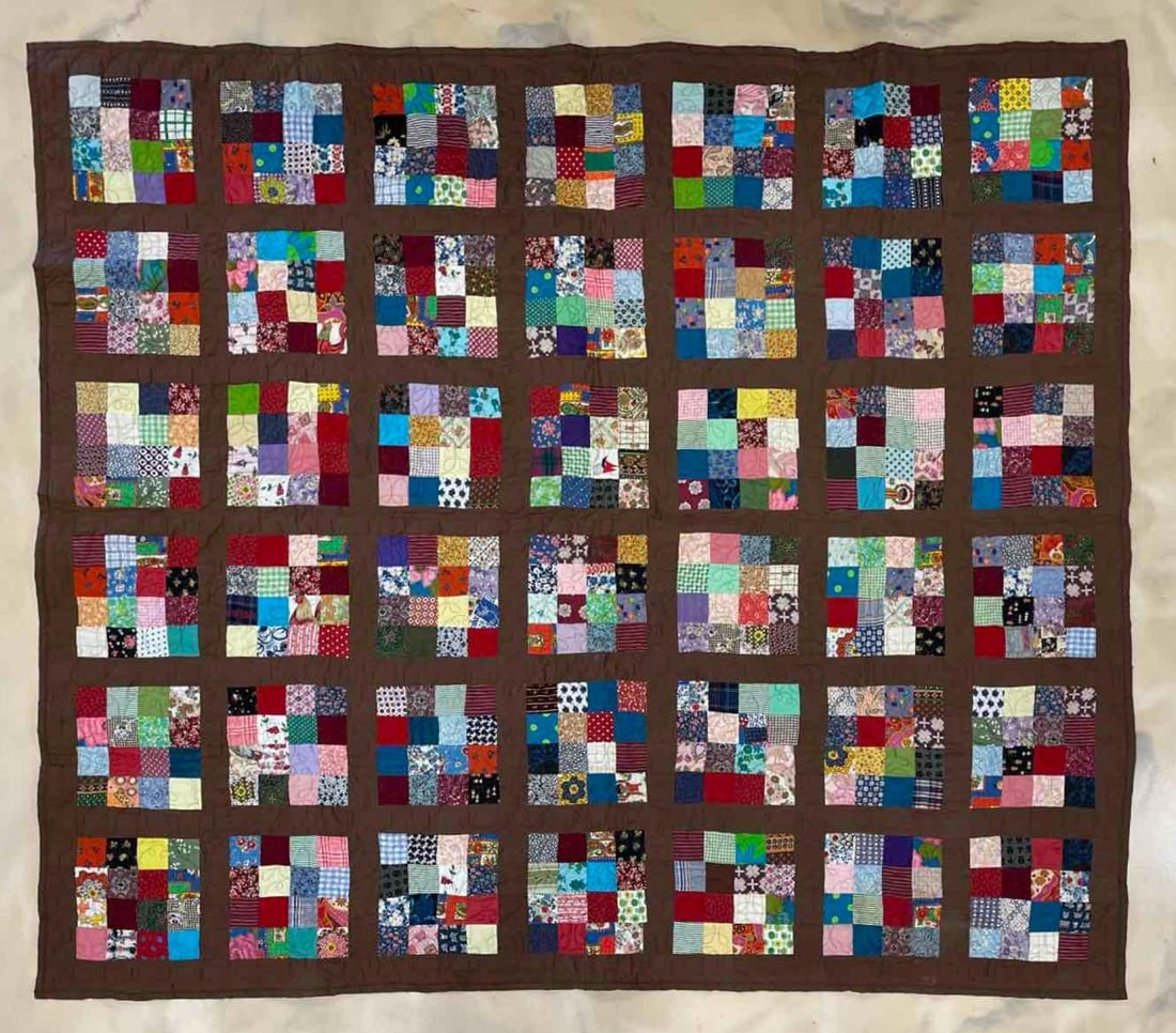 Patchwork Squares Brown Quilt (1 of 3)
