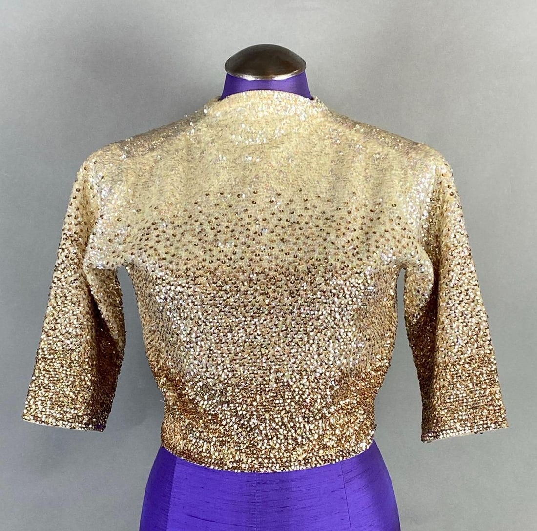 Vintage Gold and Champagne Sequined Knit Blouse (1 of 5)