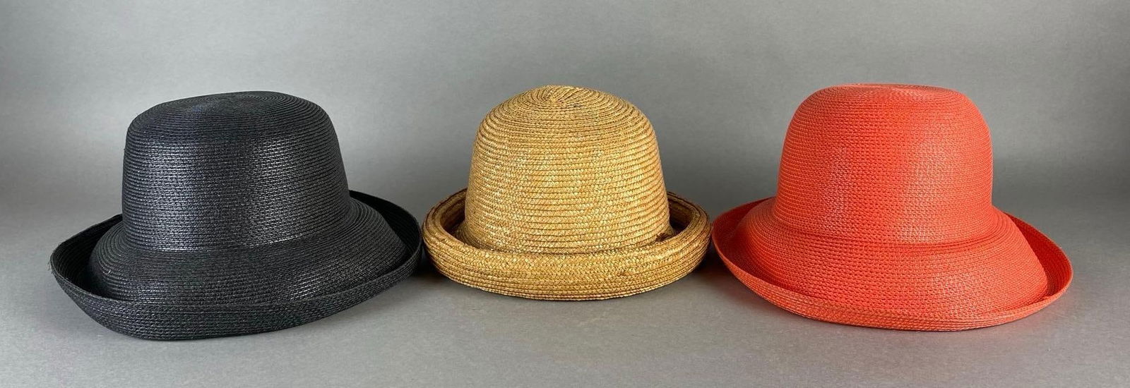 Group of 3 Woven Straw Hats (1 of 4)