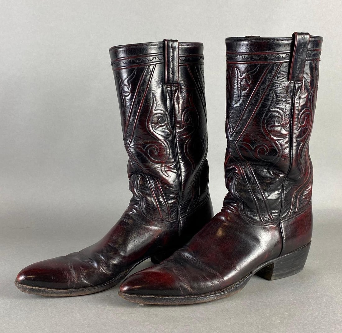 Pair of Lucchese Mens Leather Cowboy Boots (1 of 6)