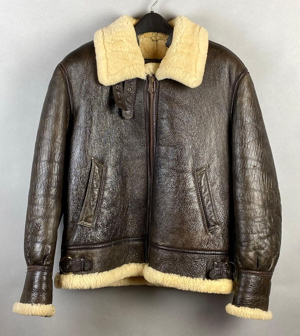 Mens Brown Leather Sheepskin Flight Jacket (1 of 4)