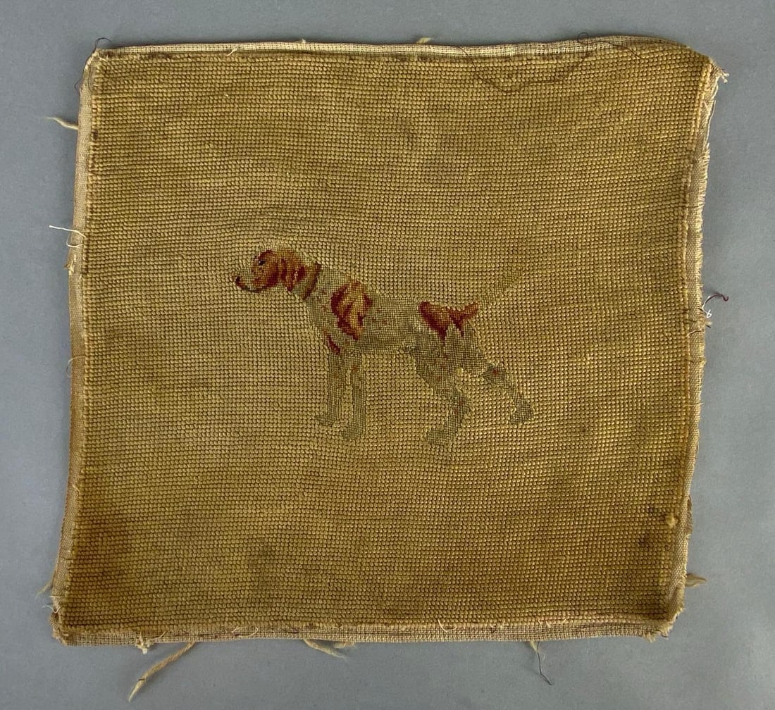 Vintage Needlepoint Hunting Dog Pillow Top Cover (1 of 4)