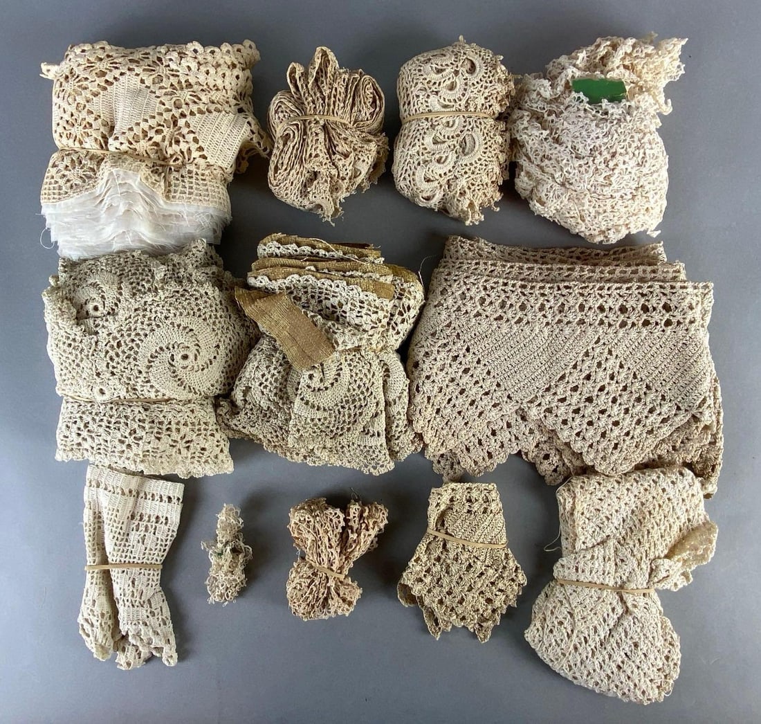 Group of 12 Lace Trims: Includes lace and crochet.