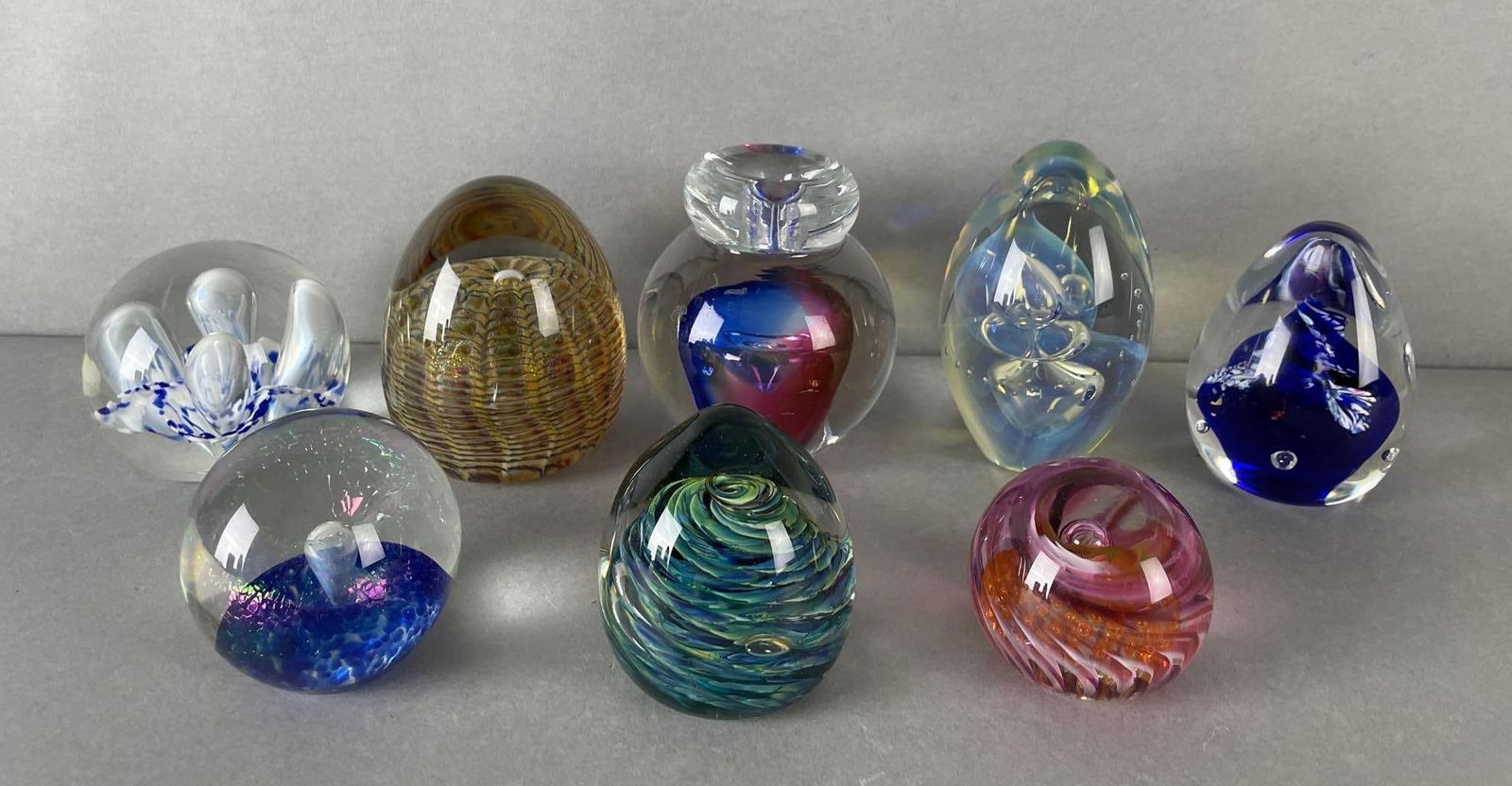 Group of 8 Signed Glass Paperweights (1 of 3)