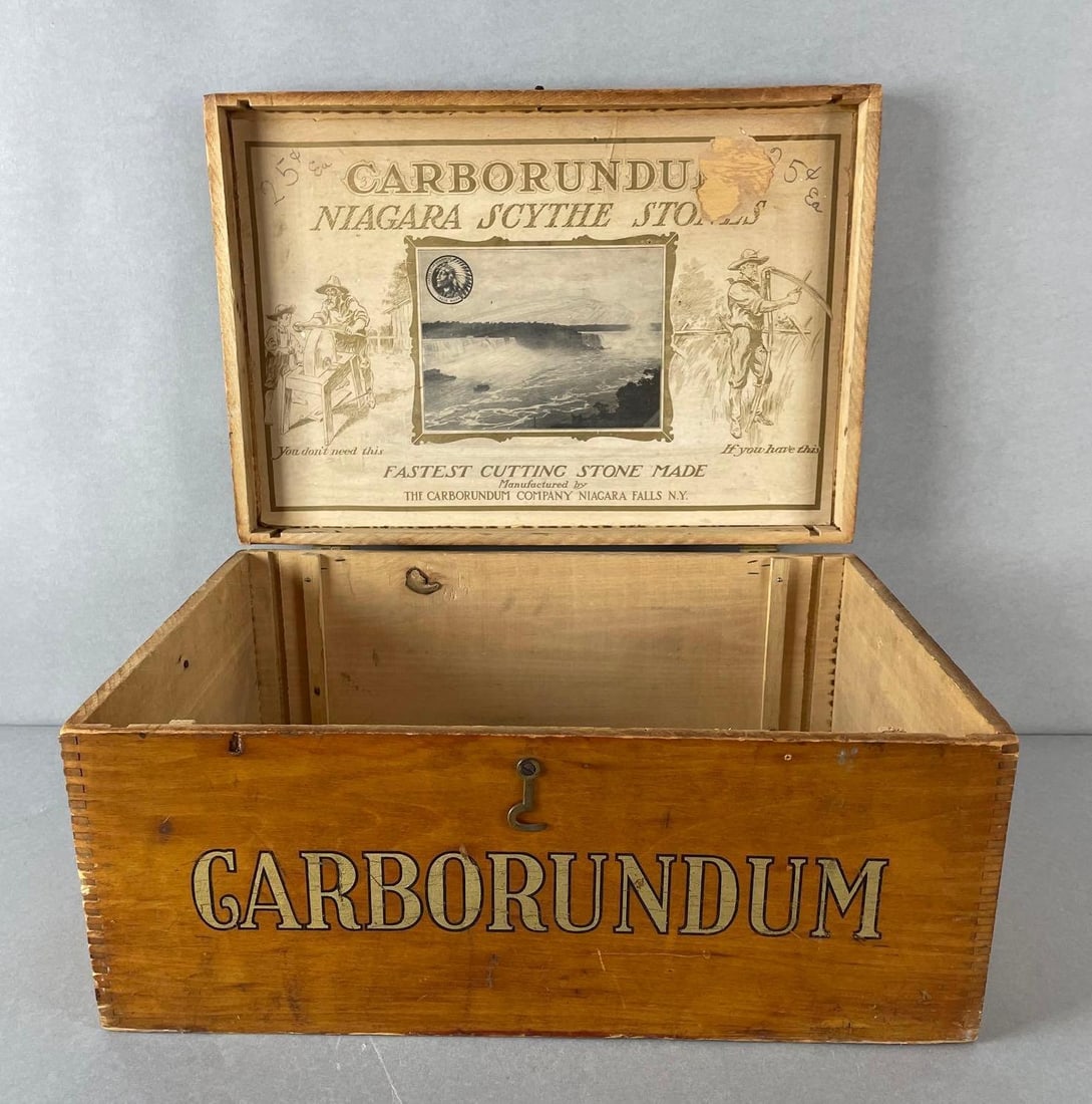 Carborundum Niagara Scythe Stones Wood Advertising Box (1 of 5)