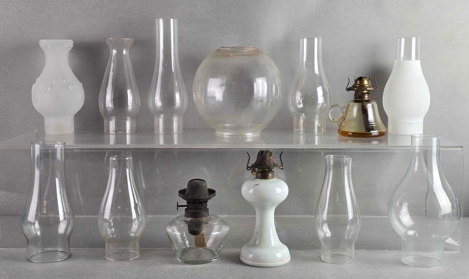 Group of 13 Oil Lamps and Chimneys (1 of 3)