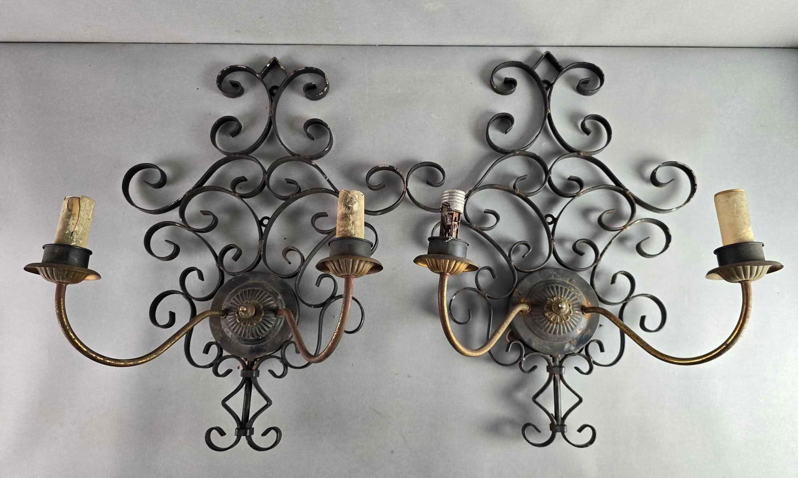 Group of 2 Painted Metal Electric Wall Lamps (1 of 3)
