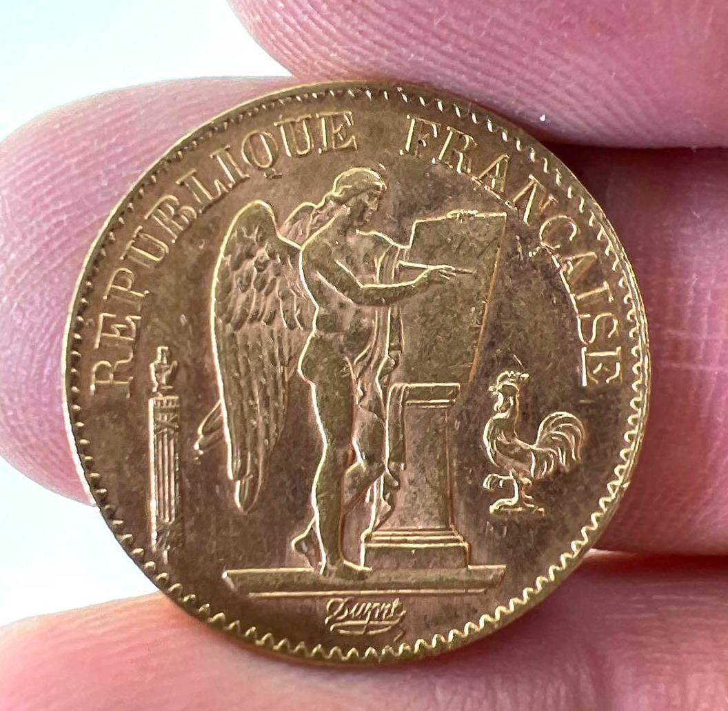 1889 France 20 Francs Gold Coin: .1867 oz Actual Gold Weight