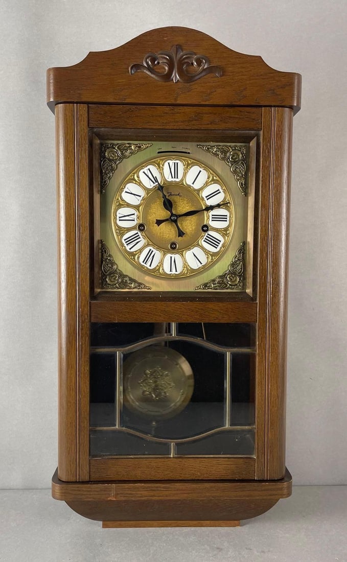 Antique West German Jauch Wind-Up Oak Wall Clock (1 of 10)