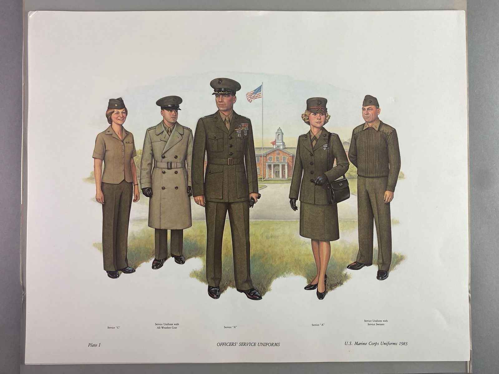 Group of 2 US Marine Corps Uniforms 1983 Illustrations (1 of 5)