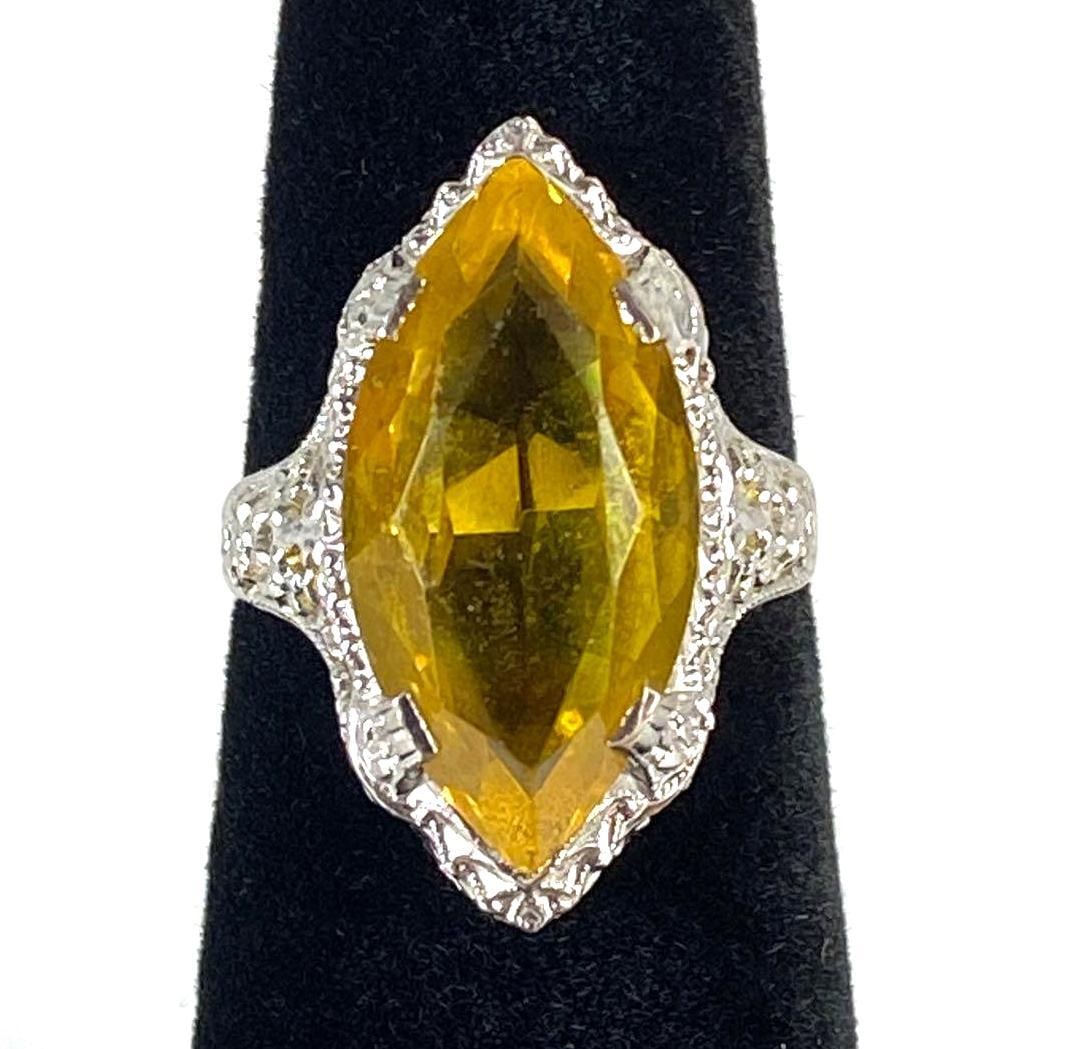 10K White Gold Yellow CZ Ring (1 of 6)