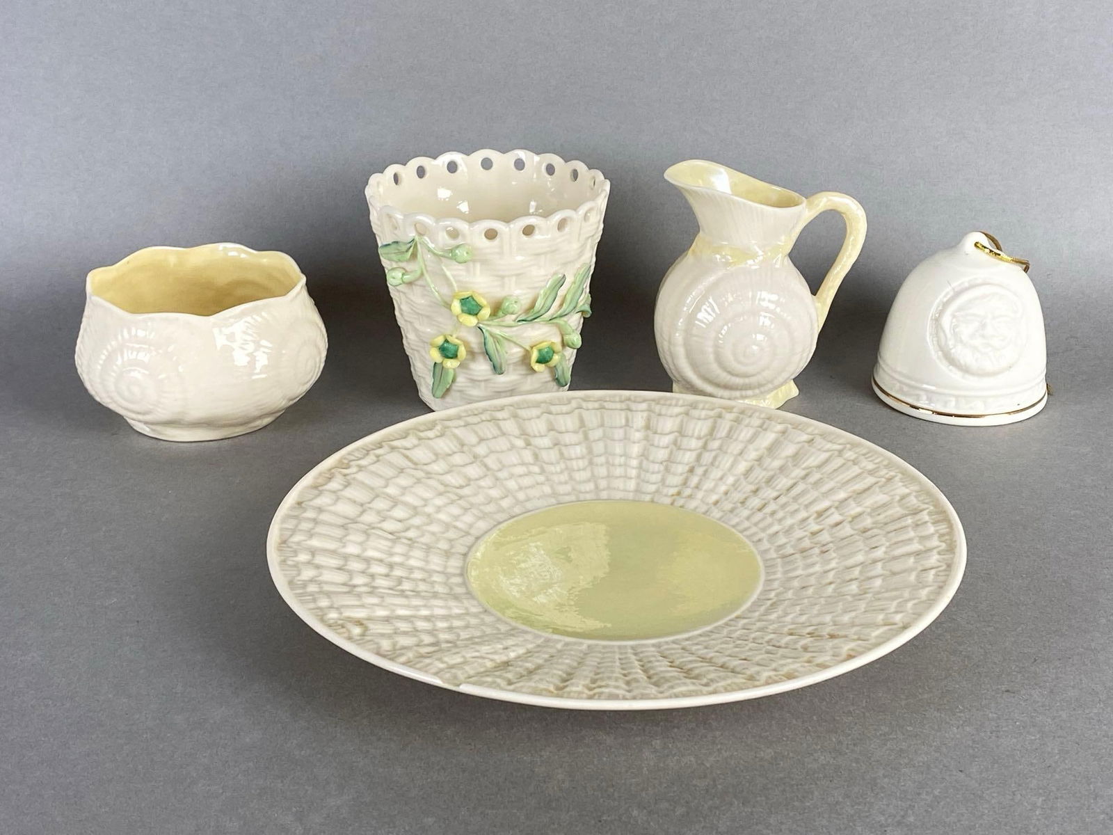 Group of 5 Irish Belleek White Porcelain Items (1 of 5)