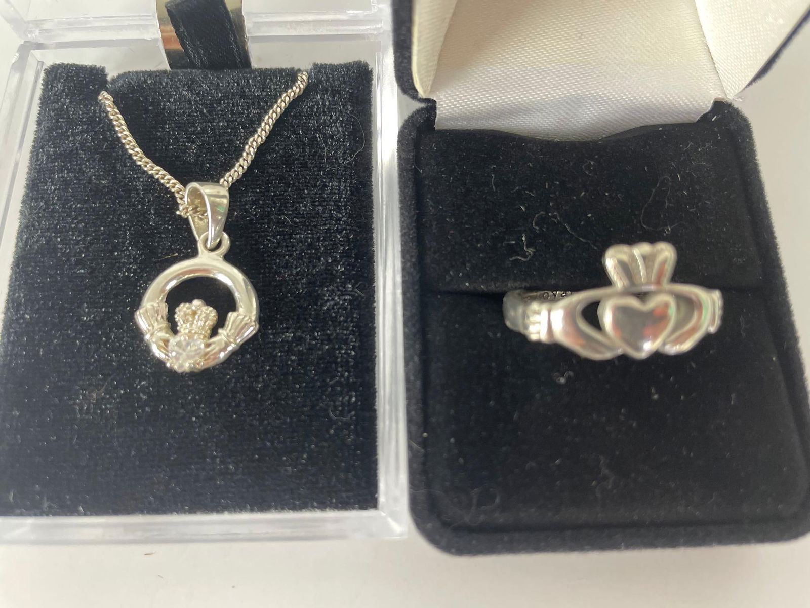 Sterling Silver Celtic Claddagh Ring and Necklace (1 of 2)