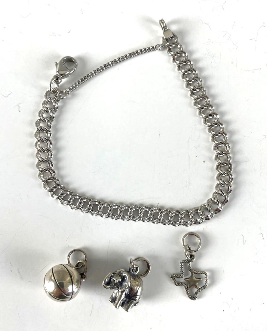 James Avery Sterling Silver Bracelet and 3 Sterling Silver Charms (1 of 2)
