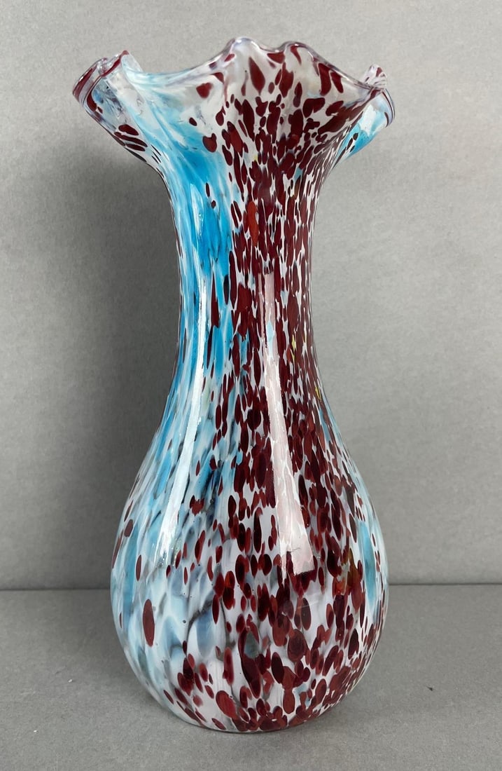 MCM Murano Hand Blown Splatter Art Glass Vase (1 of 5)