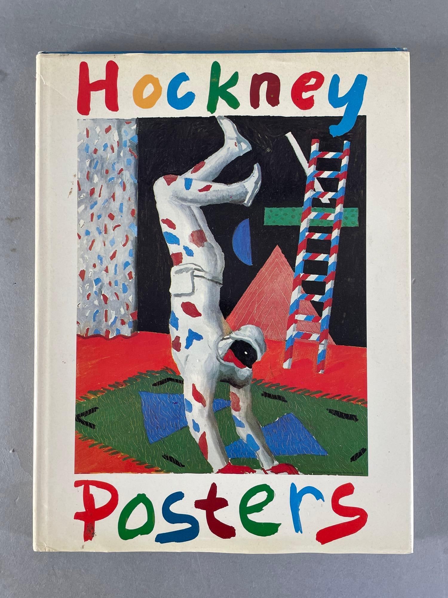 1987 Hockney Posters Hardcover Coffee Table Book: First edition by David Hockney. Measures 14 1/4 x 10 3/4 inches