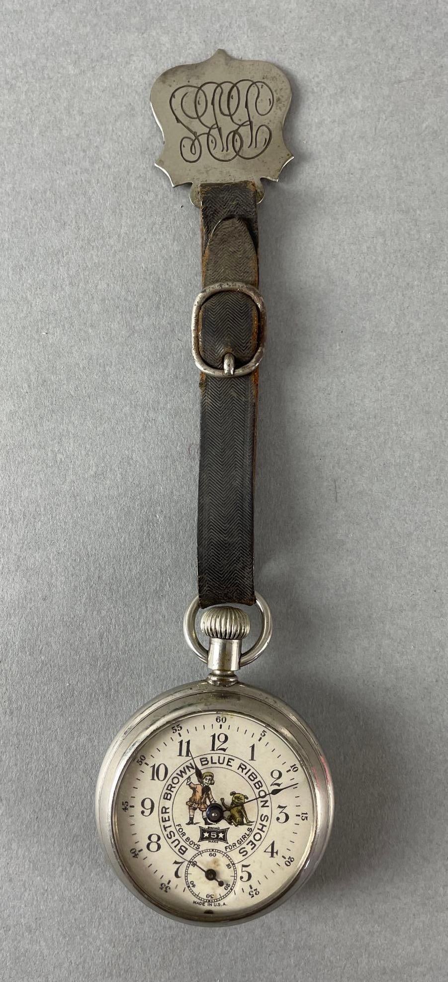 Vintage Buster Brown Shoes Advertising Open Face Pocket Watch (1 of 5)