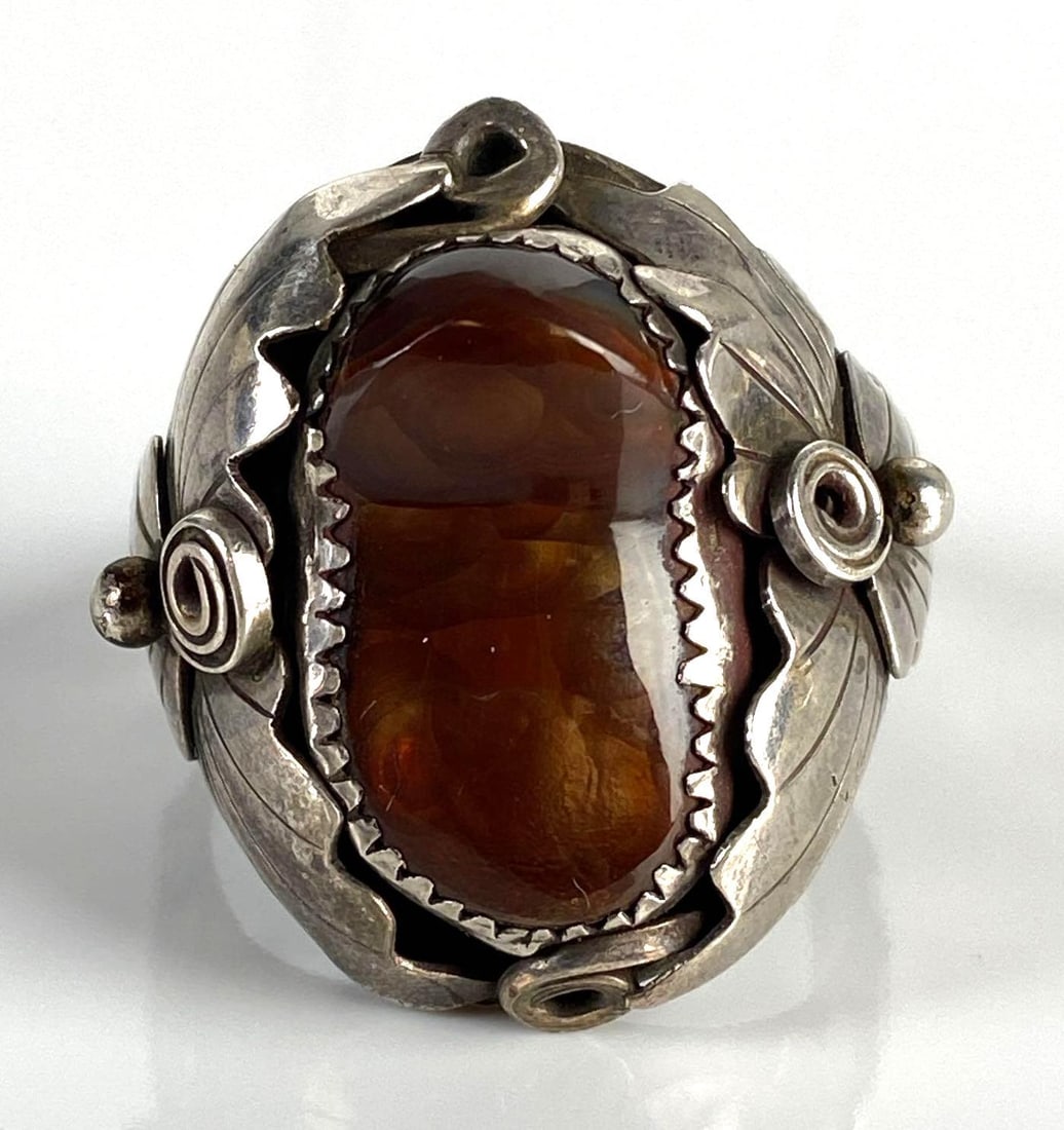 Sterling Silver Native American Fire Agate Thumb Ring (1 of 5)
