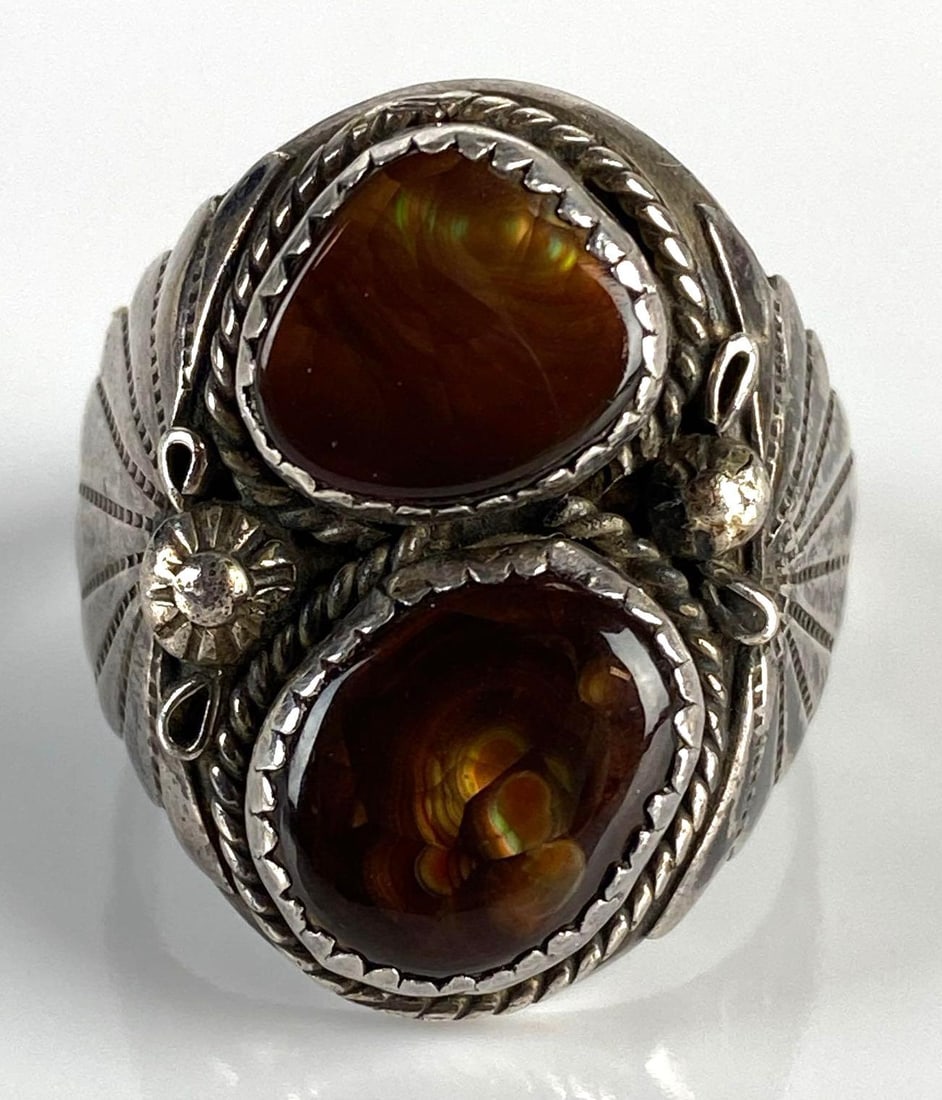 Sterling Silver Native American Fire Agate Thumb Ring (1 of 5)