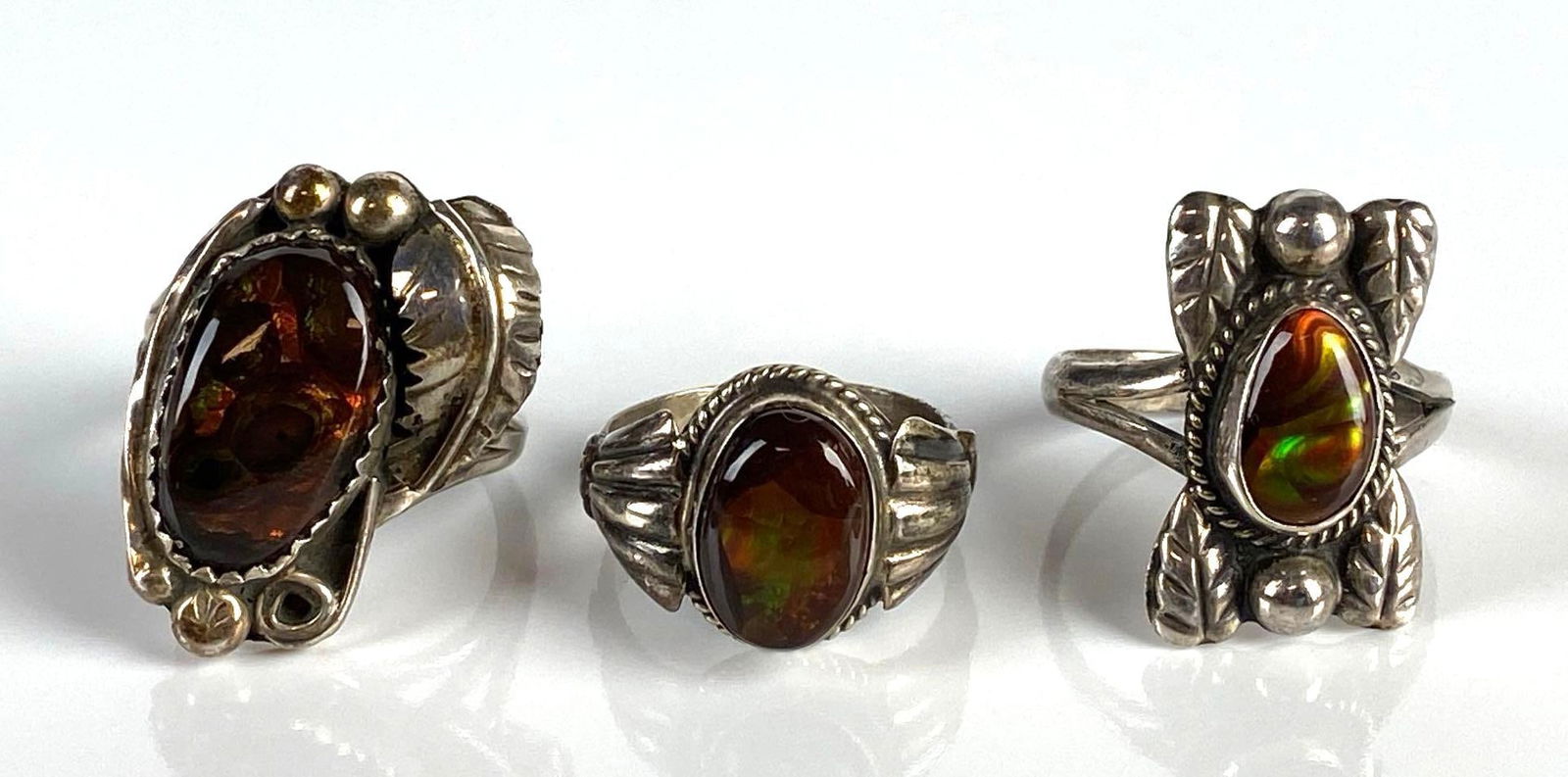 Group of 3 Sterling Silver Fire Agate Rings (1 of 5)
