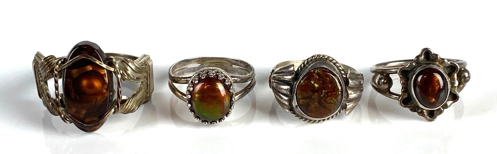 Group of 4 Sterling Silver Fire Agate Rings (1 of 5)