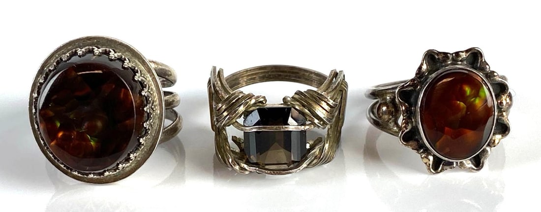 Group of 3 Sterling Silver Fire Agate Rings (1 of 5)