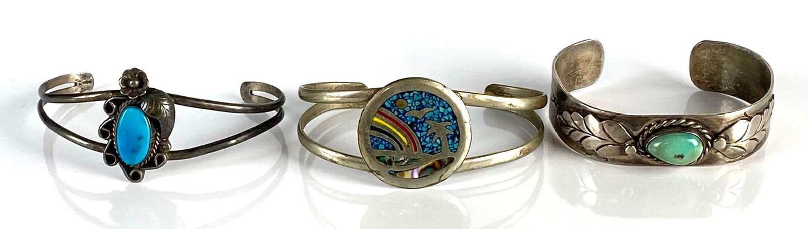 Group of 3 Sterling Silver Turquoise Cuff Bracelets (1 of 5)
