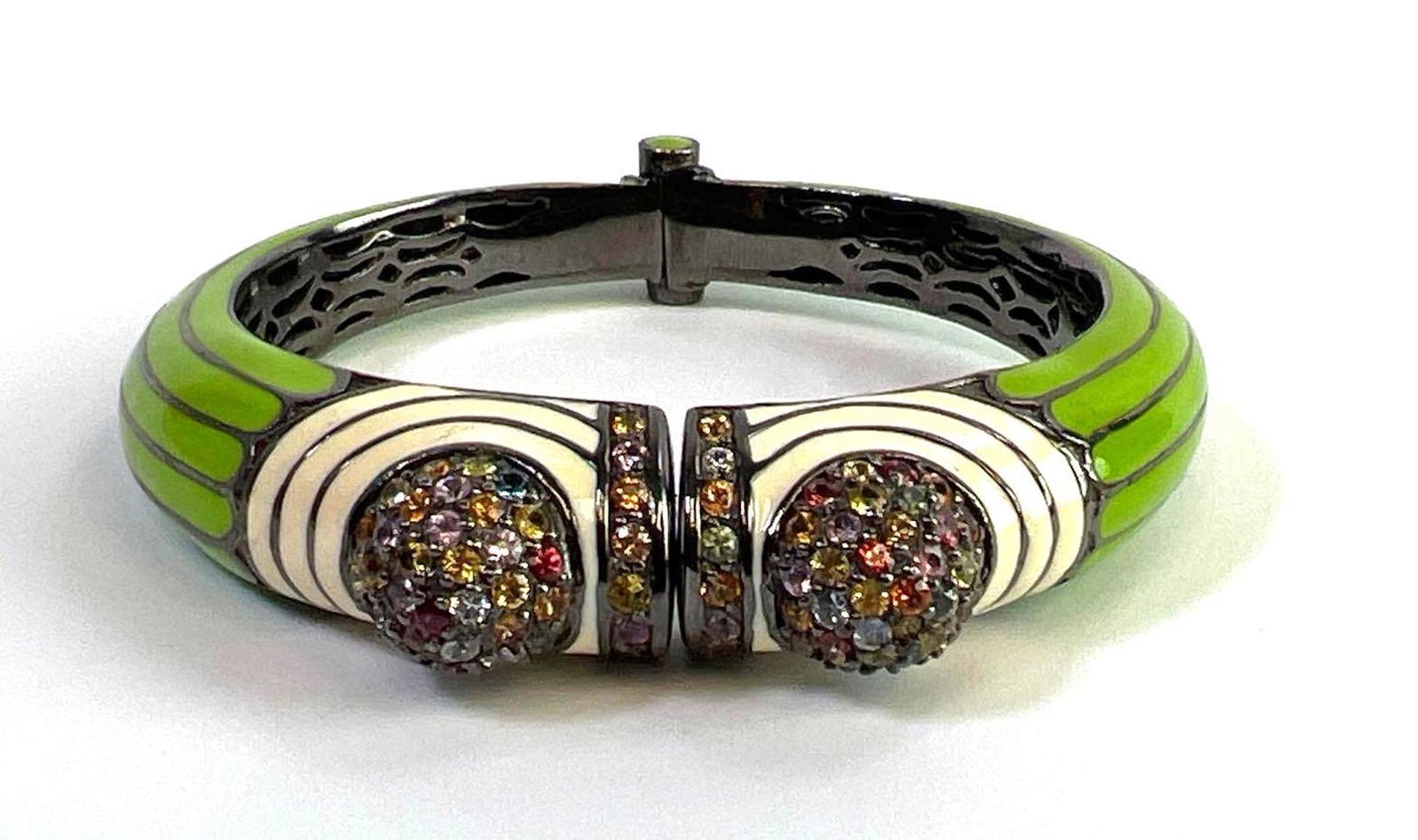 Matthew Campbell Laurenza MCL Sterling Silver, Enamel, and Gemstone Bangle (1 of 5)