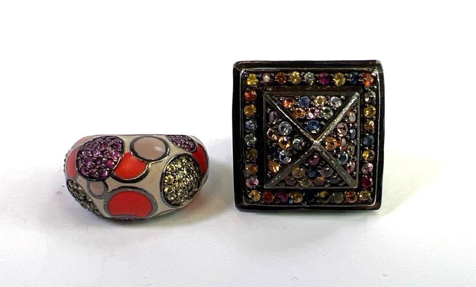 Group of 2 Matthew Campbell Laurenza MCL Sterling Silver, Enamel, and Gemstone Rings (1 of 4)