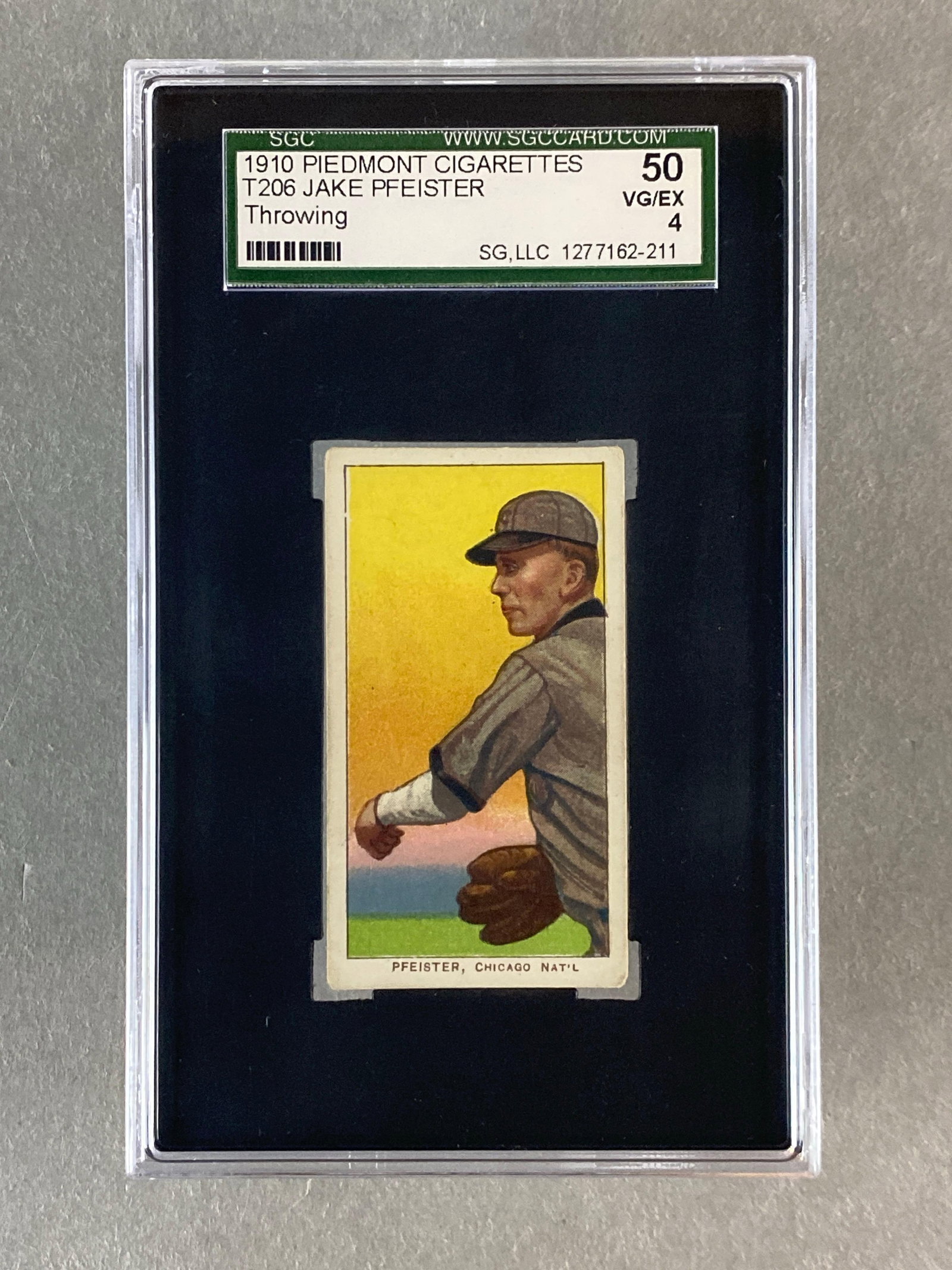 1910 T206 Jake Pfeister Piedmont 350 Throwing SGC 4: 1910 T206 Jake Pfeister Piedmont 350 Throwing SGC 4