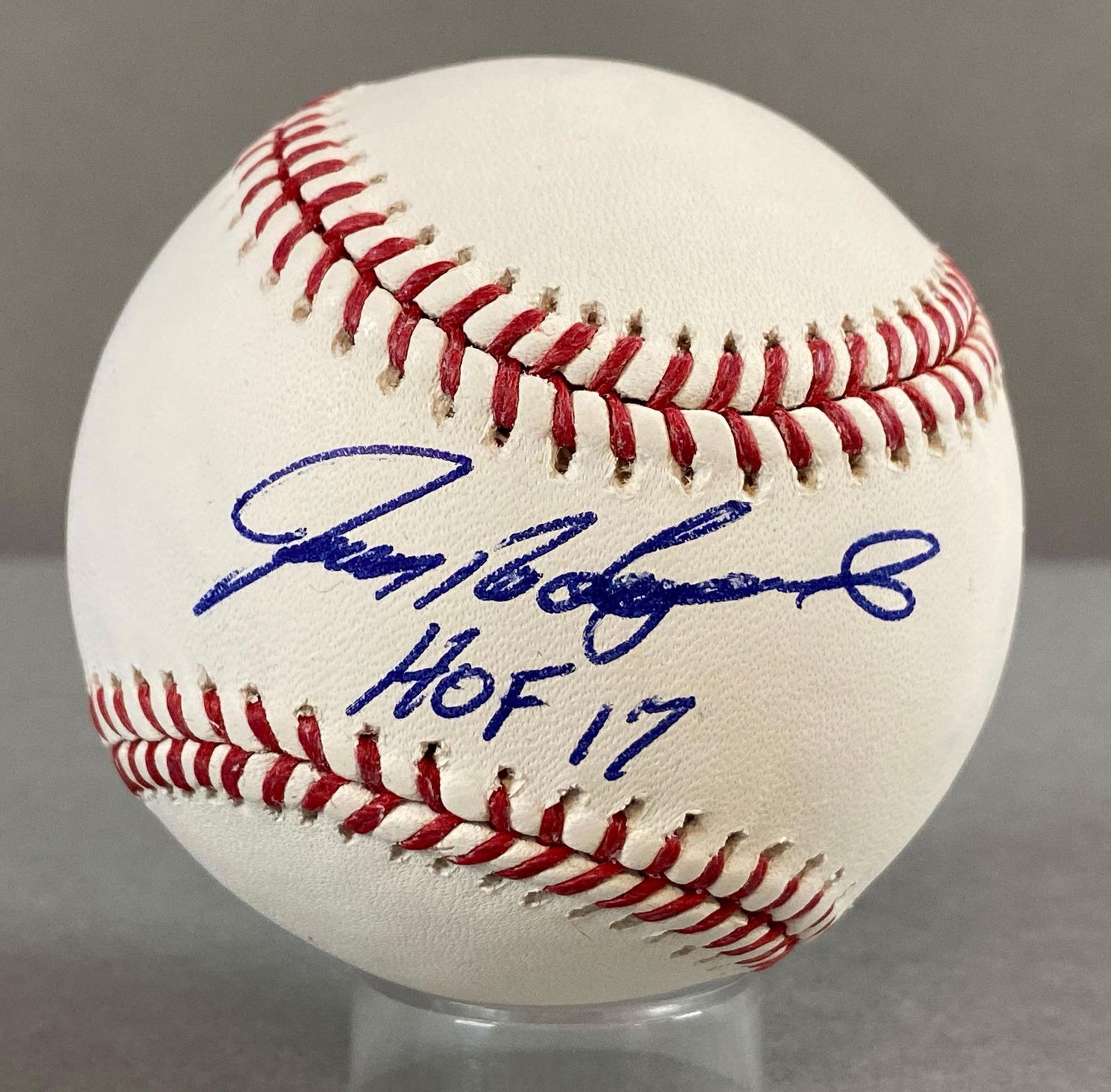 Ivan Rodriguez Signed Official MLB Rawlings Manfred Jr. Baseball with Inscription: Autographed Ivan Rodriguez HOF17, We guarantee this to pass a 3rd party authentication