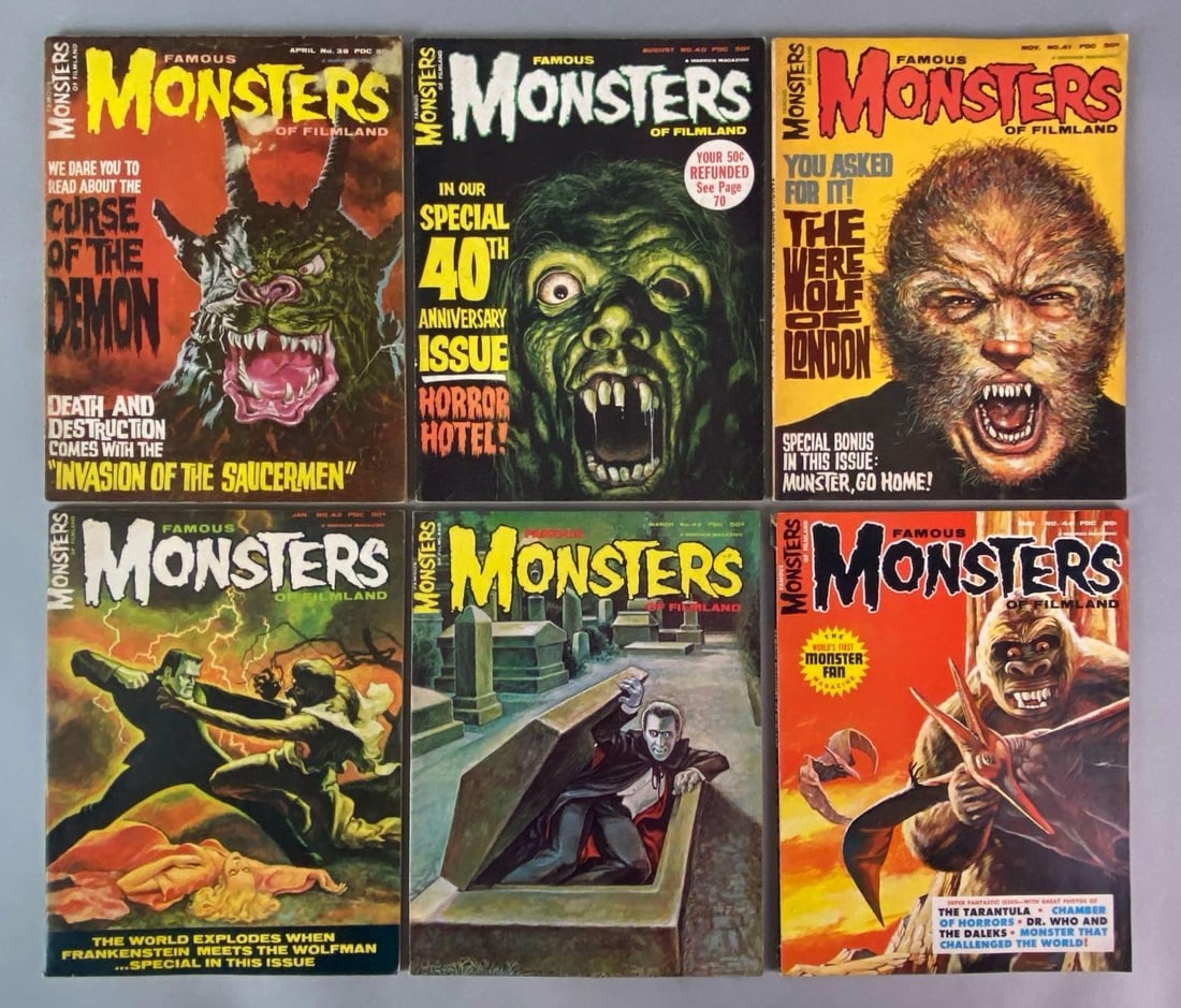 Group of 6 Warren Magazine Famous Monsters of Filmland Magazines (1 of 4)