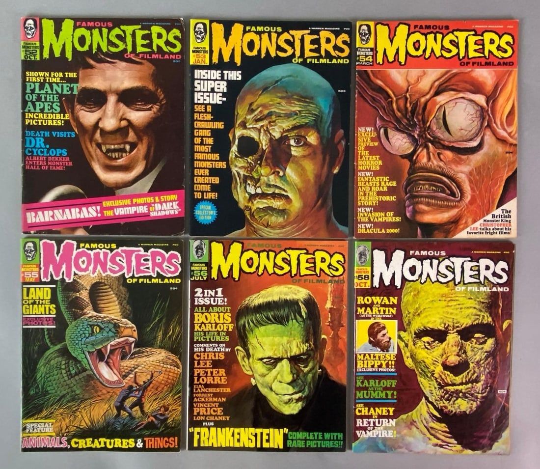 Group of 6 Warren Magazine Famous Monsters of Filmland Magazines (1 of 4)